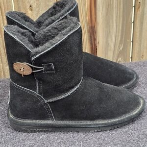 Bearpaw Rosie Suede Black Button Youth Boots Sz 3